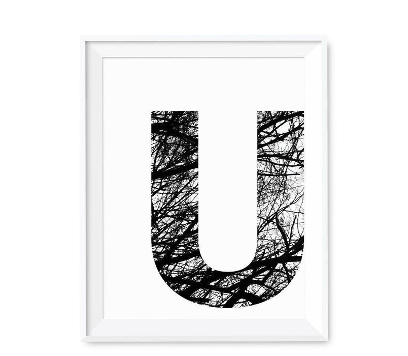 Monogram Wall Art Letters, Black and White Tree Branches-Set of 1-Andaz Press-A-