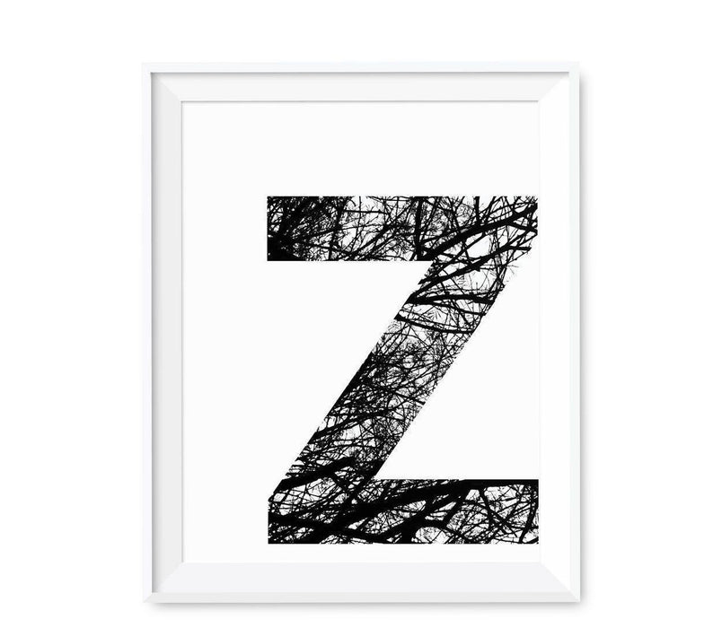 Monogram Wall Art Letters, Black and White Tree Branches-Set of 1-Andaz Press-A-