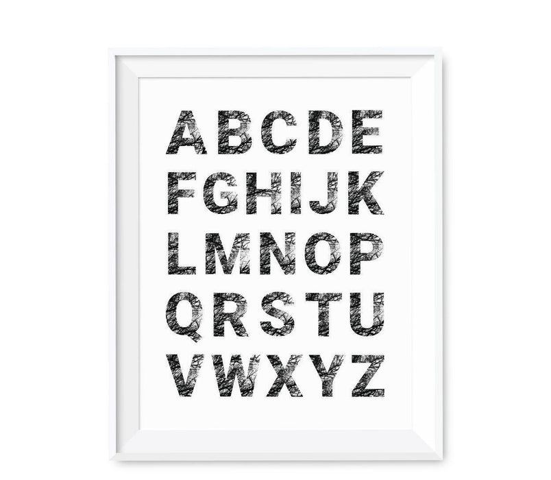 Monogram Wall Art Letters, Black and White Tree Branches-Set of 1-Andaz Press-A-