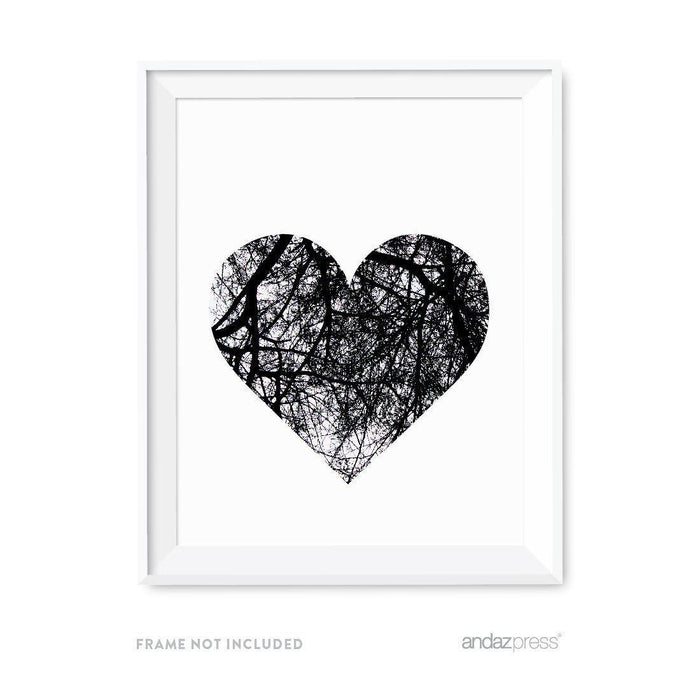 Monogram Wall Art Letters, Black and White Tree Branches-Set of 1-Andaz Press-Heart-
