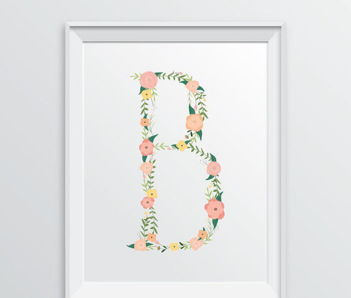 Monogram Wall Art Letters, Coral Floral Roses-Set of 1-Andaz Press-B-