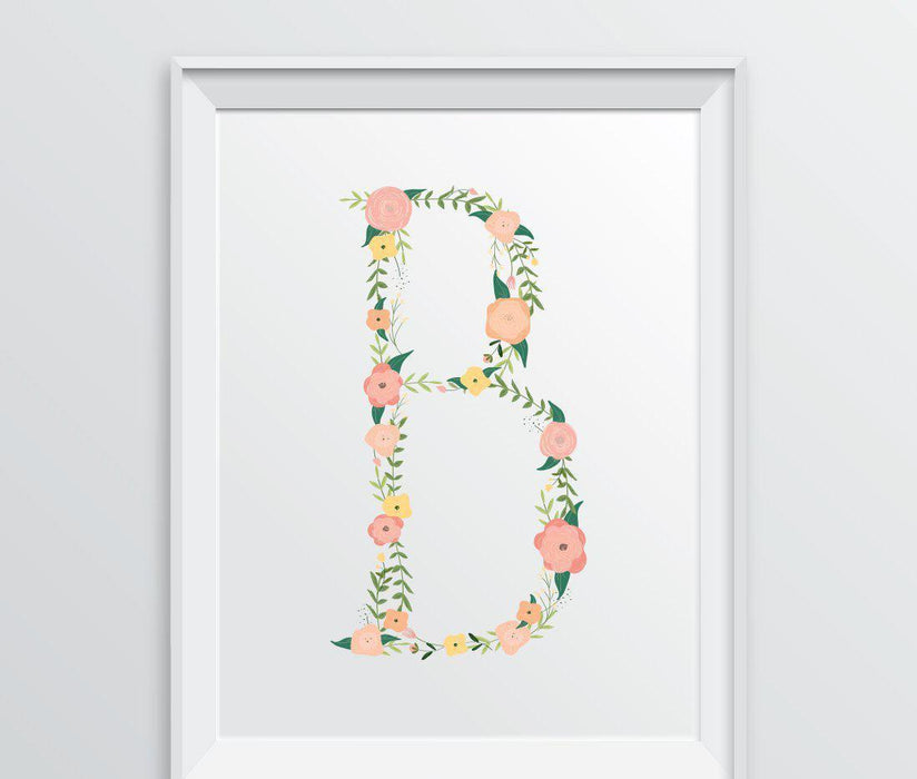 Monogram Wall Art Letters, Coral Floral Roses-Set of 1-Andaz Press-B-