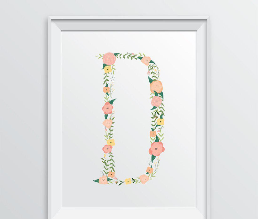 Monogram Wall Art Letters, Coral Floral Roses-Set of 1-Andaz Press-D-