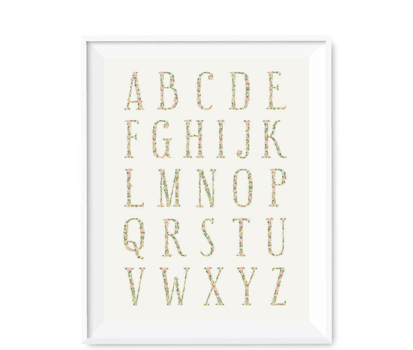Monogram Wall Art Letters, Coral Floral Roses-Set of 1-Andaz Press-Full Alphabet-