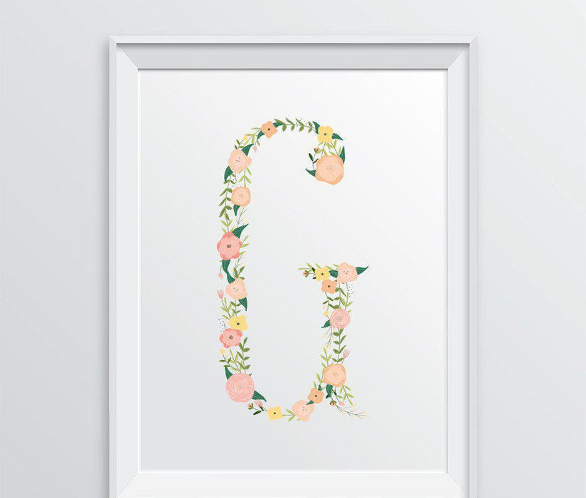 Monogram Wall Art Letters, Coral Floral Roses-Set of 1-Andaz Press-G-