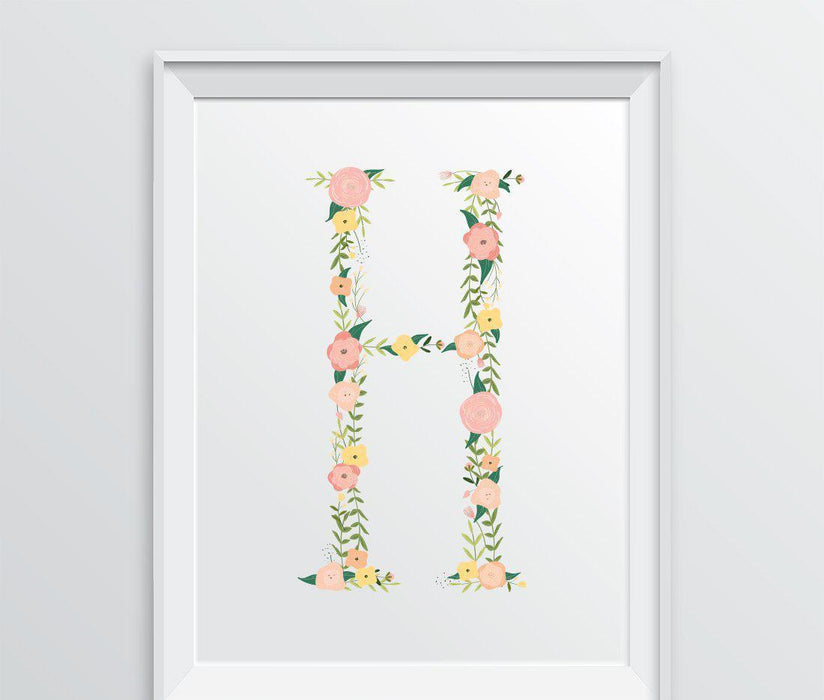 Monogram Wall Art Letters, Coral Floral Roses-Set of 1-Andaz Press-H-