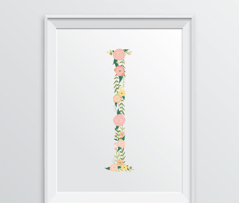 Monogram Wall Art Letters, Coral Floral Roses-Set of 1-Andaz Press-I-