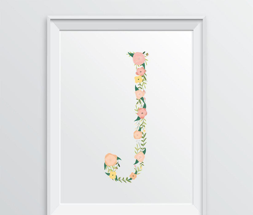 Monogram Wall Art Letters, Coral Floral Roses-Set of 1-Andaz Press-J-