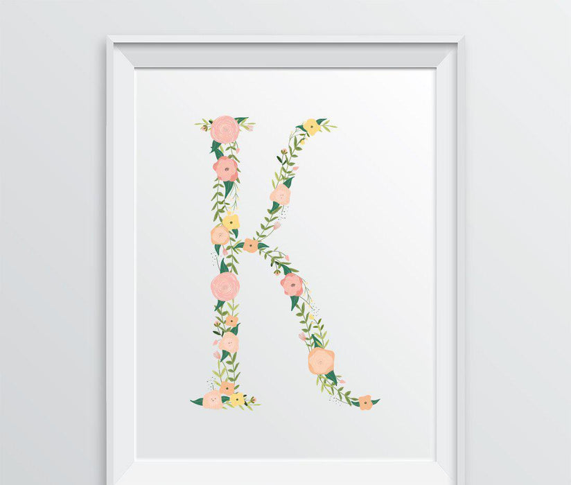 Monogram Wall Art Letters, Coral Floral Roses-Set of 1-Andaz Press-K-