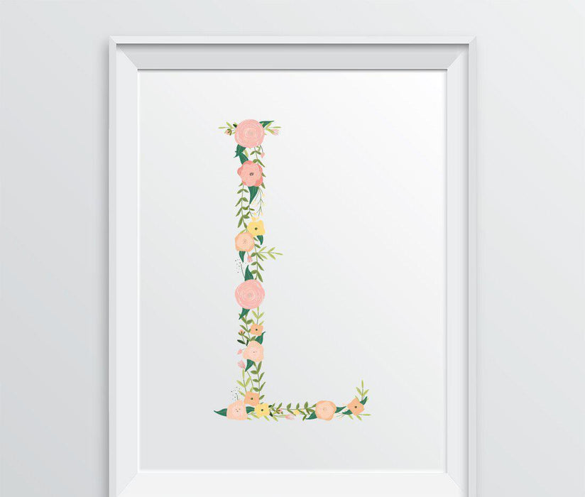 Monogram Wall Art Letters, Coral Floral Roses-Set of 1-Andaz Press-L-