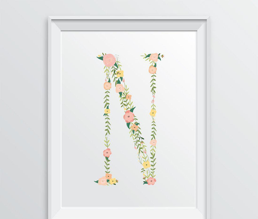 Monogram Wall Art Letters, Coral Floral Roses-Set of 1-Andaz Press-N-