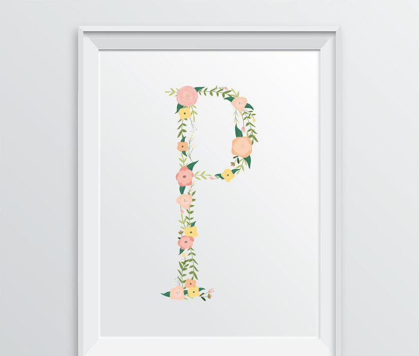Monogram Wall Art Letters, Coral Floral Roses-Set of 1-Andaz Press-P-