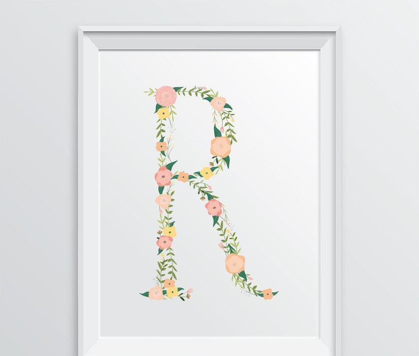 Monogram Wall Art Letters, Coral Floral Roses-Set of 1-Andaz Press-R-