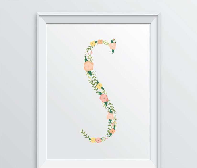 Monogram Wall Art Letters, Coral Floral Roses-Set of 1-Andaz Press-S-