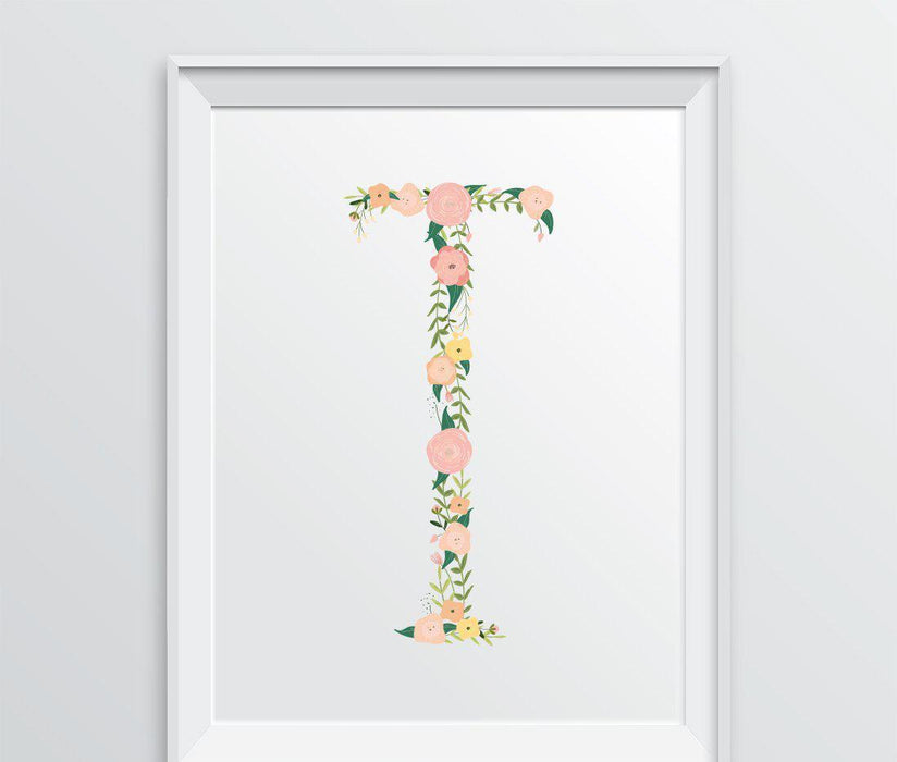 Monogram Wall Art Letters, Coral Floral Roses-Set of 1-Andaz Press-T-
