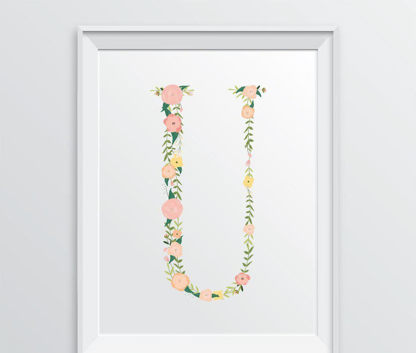 Monogram Wall Art Letters, Coral Floral Roses-Set of 1-Andaz Press-U-