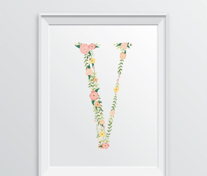 Monogram Wall Art Letters, Coral Floral Roses-Set of 1-Andaz Press-V-