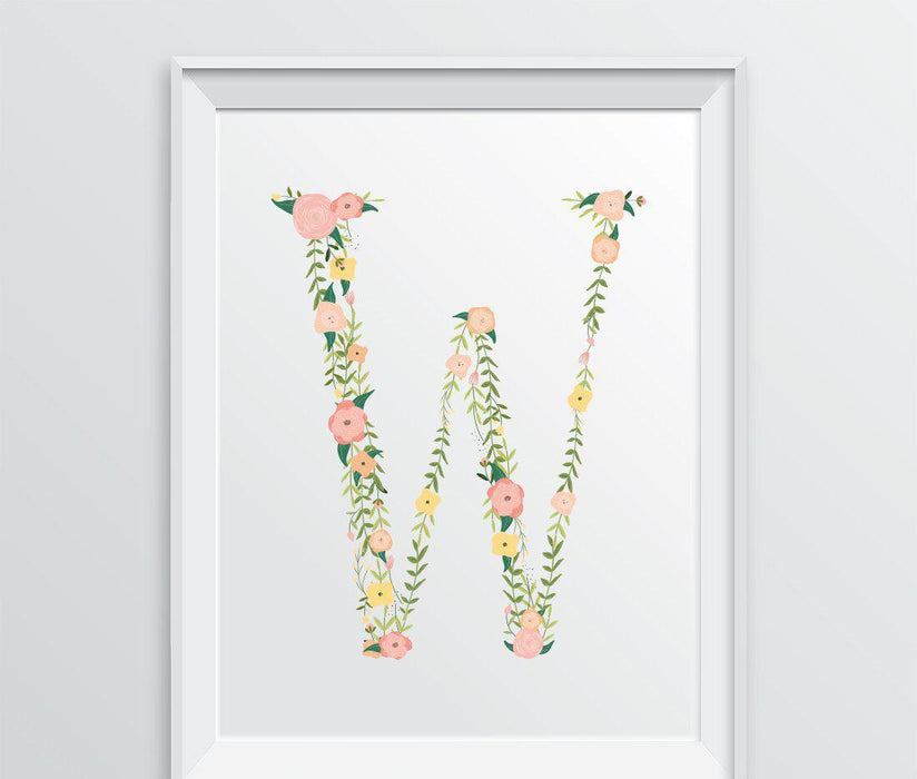 Monogram Wall Art Letters, Coral Floral Roses-Set of 1-Andaz Press-W-