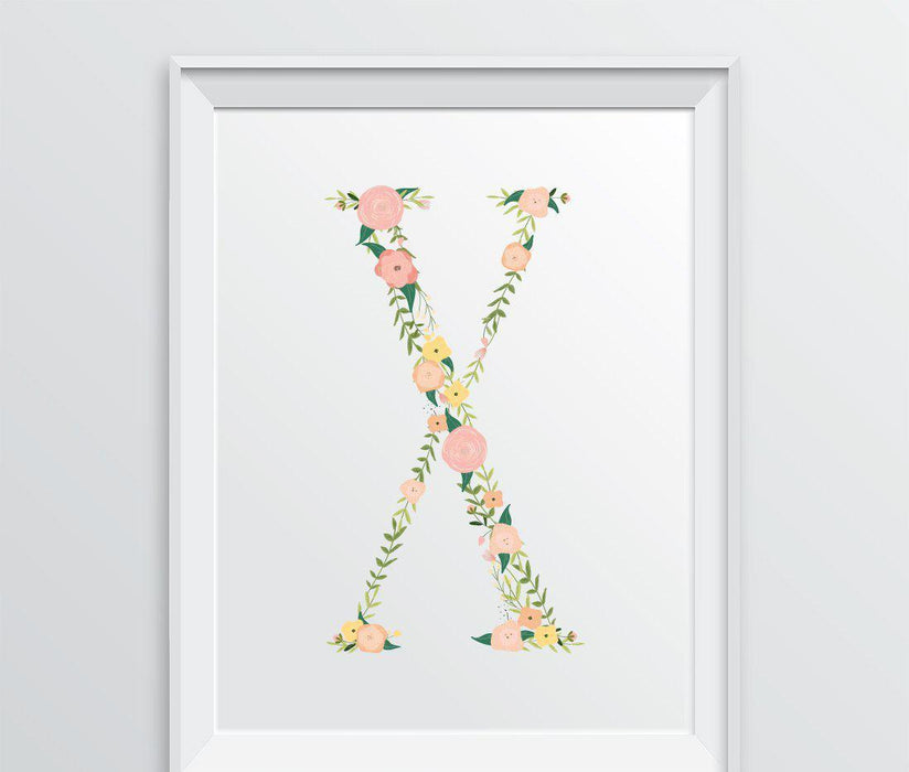 Monogram Wall Art Letters, Coral Floral Roses-Set of 1-Andaz Press-X-