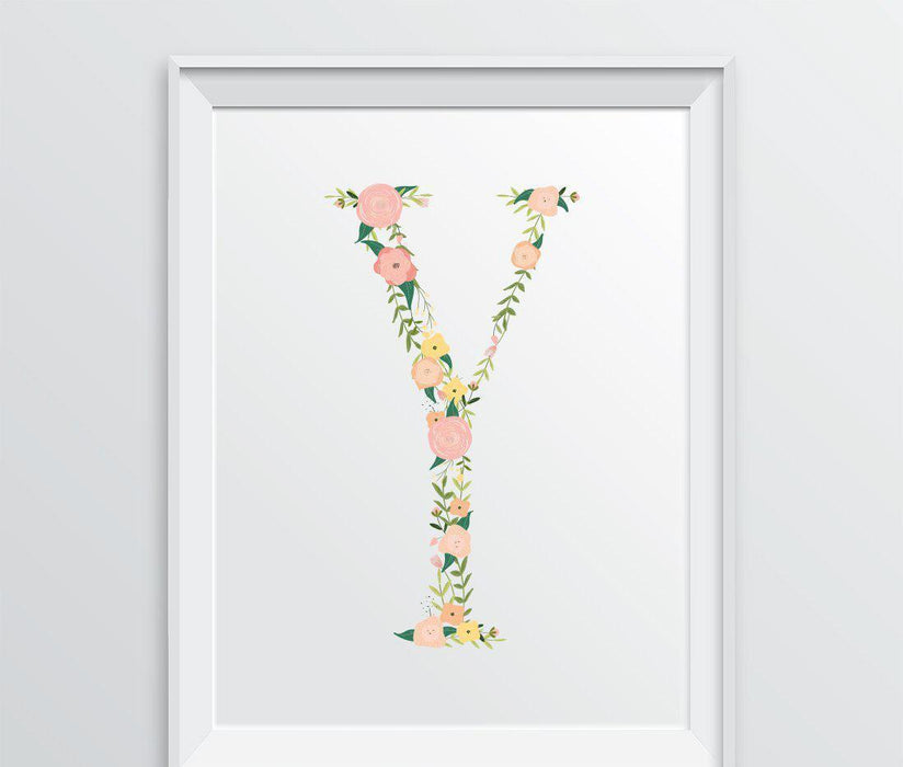 Monogram Wall Art Letters, Coral Floral Roses-Set of 1-Andaz Press-Y-