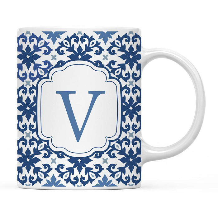 Moroccan Monogram Ceramic Coffee Mug-Set of 1-Andaz Press-Letter V-