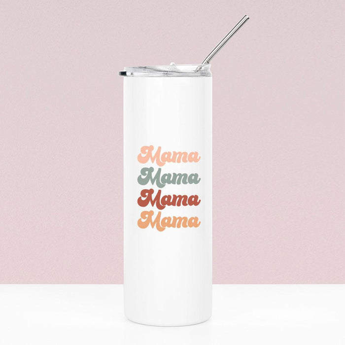 Mother's Day Skinny Tumbler with Lid and Straw - Stainless Steel Insulated Tumbler-Set of 1-Andaz Press-Boho Mama-