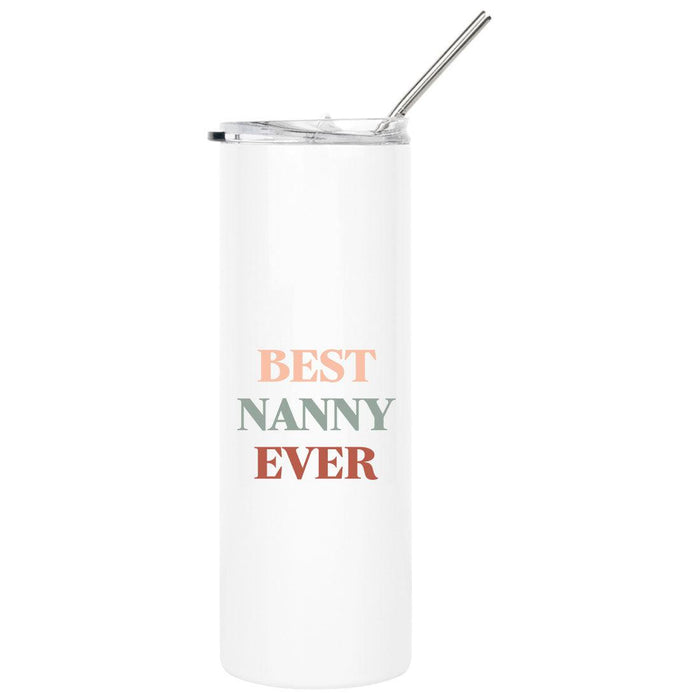 Mother's Day Skinny Tumbler with Lid and Straw - Stainless Steel Insulated Tumbler-Set of 1-Andaz Press-Best Nanny Ever-