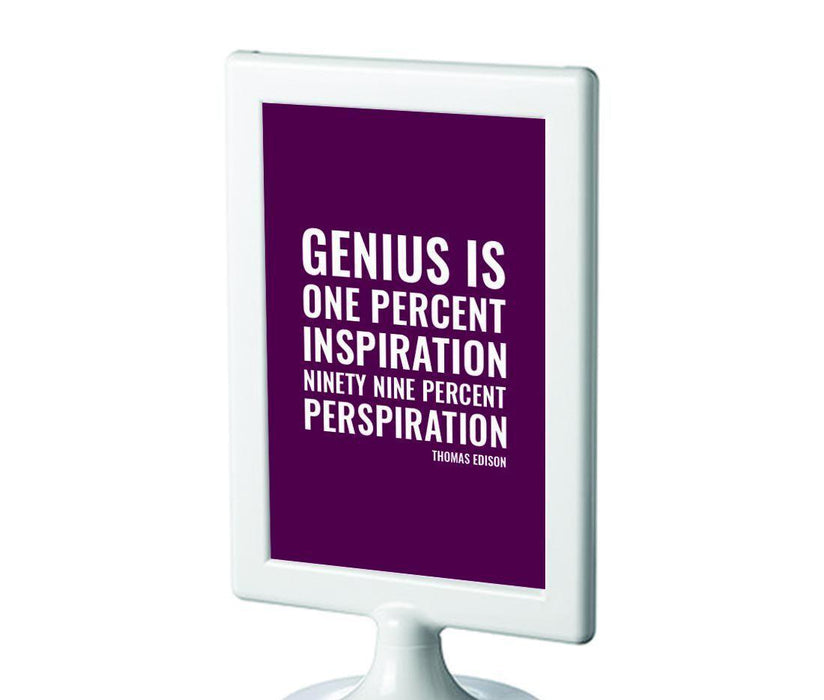 Motivational Framed Desk Art, Inspirational Quotes for Home Office-Set of 1-Andaz Press-Genius is one percent inspiration-
