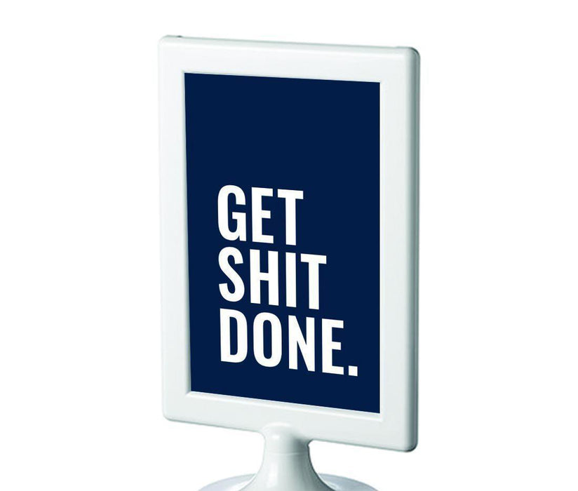 Motivational Framed Desk Art, Inspirational Quotes for Home Office-Set of 1-Andaz Press-Get Shit Done-