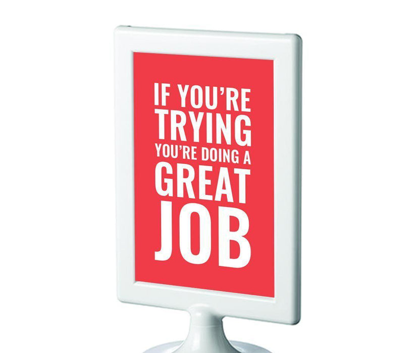 Motivational Framed Desk Art, Inspirational Quotes for Home Office-Set of 1-Andaz Press-If You're Trying, You're Doing a Great Job-
