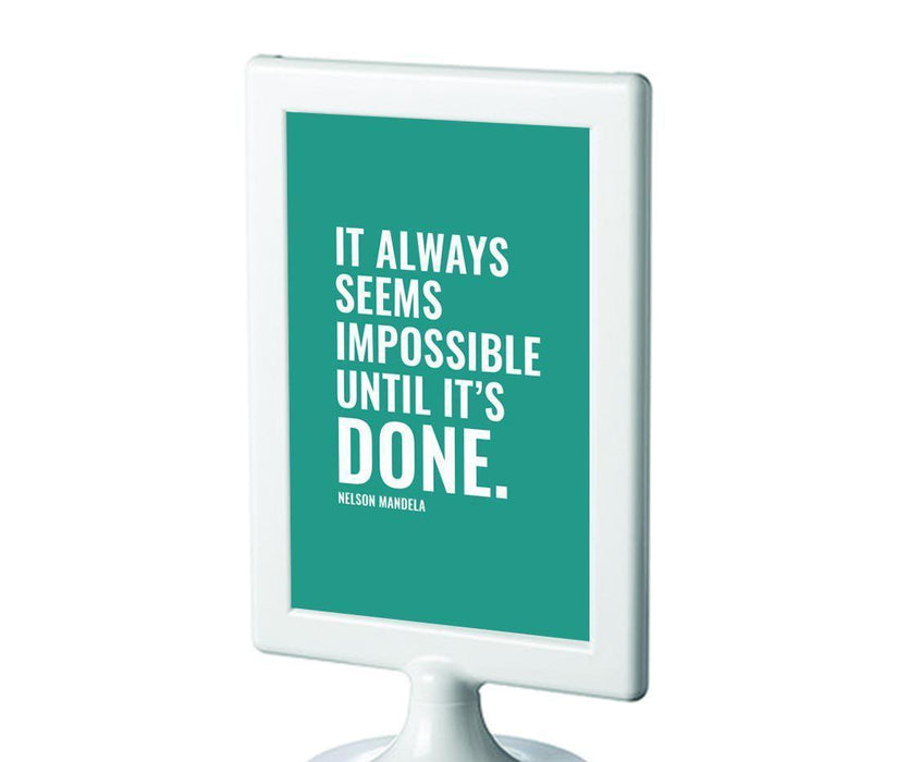 Motivational Framed Desk Art, Inspirational Quotes for Home Office-Set of 1-Andaz Press-It always seems impossible until it's done-