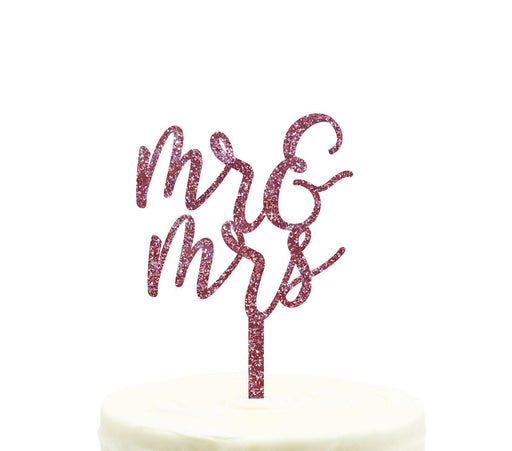 Mr. & Mrs. Glitter Acrylic Wedding Cake Toppers-Set of 1-Andaz Press-Gold-