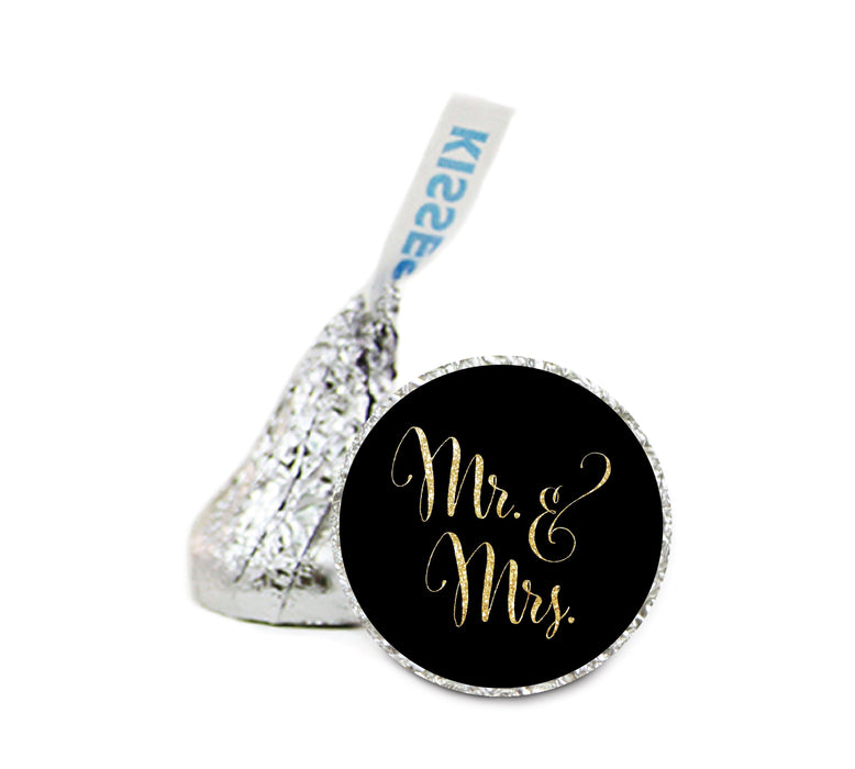 Mr. & Mrs. Glitter Wedding Hershey's Kiss Stickers-Set of 216-Andaz Press-Silver-