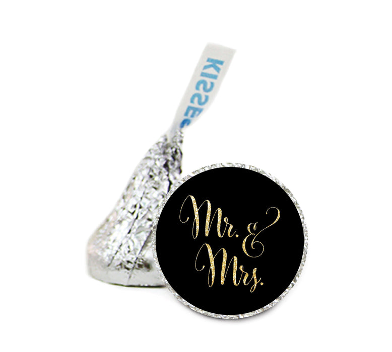 Mr. & Mrs. Glitter Wedding Hershey's Kiss Stickers-Set of 216-Andaz Press-Black-