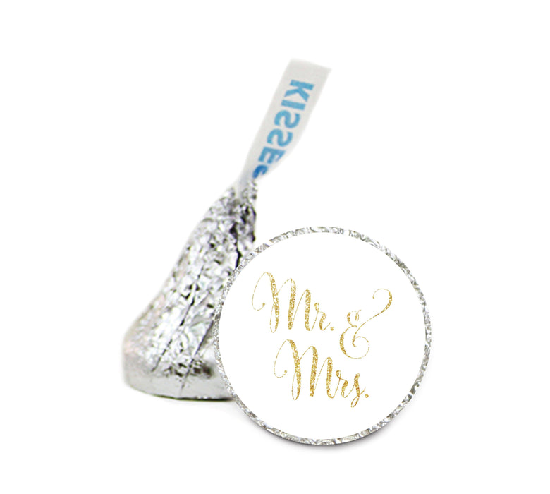 Mr. & Mrs. Glitter Wedding Hershey's Kiss Stickers-Set of 216-Andaz Press-Gold-