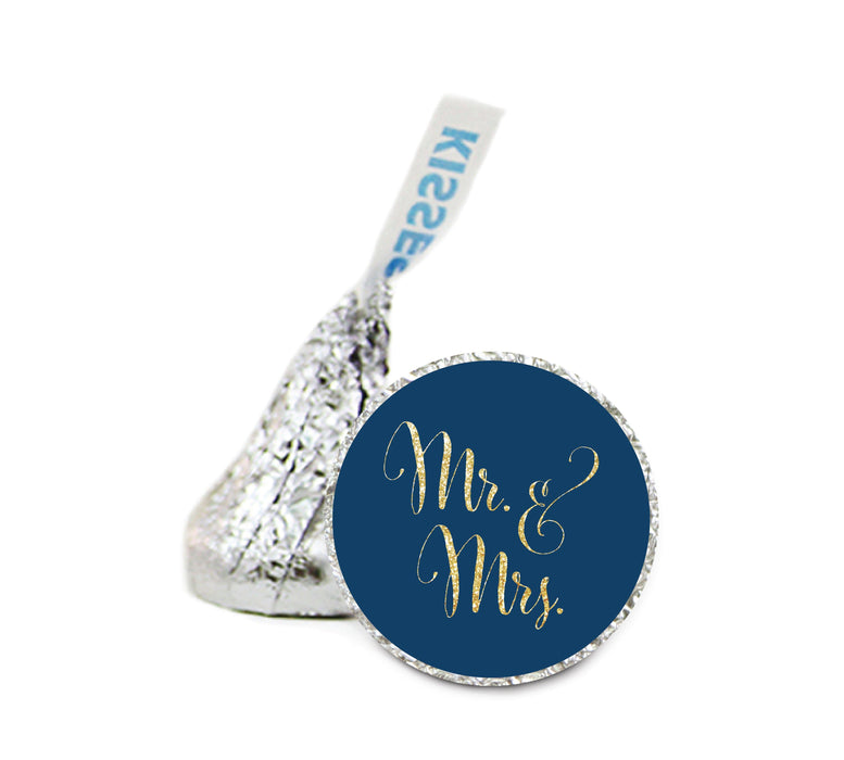 Mr. & Mrs. Glitter Wedding Hershey's Kiss Stickers-Set of 216-Andaz Press-Navy Blue-