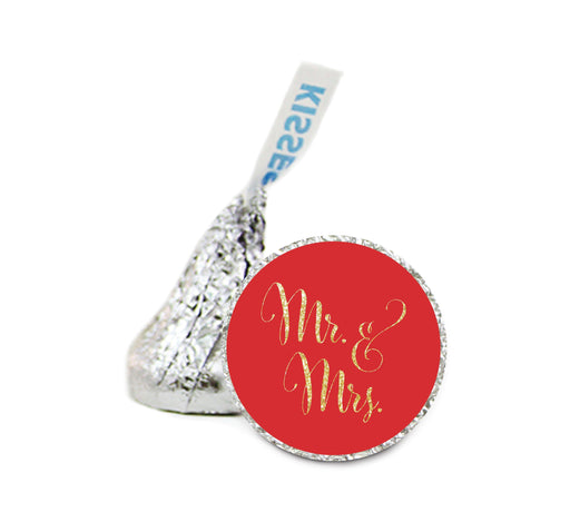 Mr. & Mrs. Glitter Wedding Hershey's Kiss Stickers-Set of 216-Andaz Press-Red-