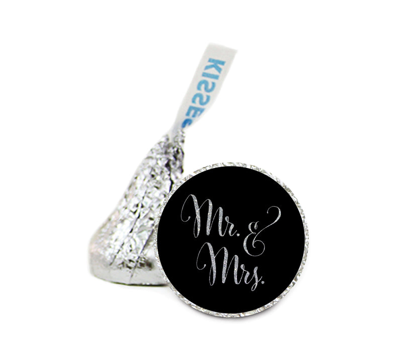 Mr. & Mrs. Glitter Wedding Hershey's Kiss Stickers-Set of 216-Andaz Press-Silver-