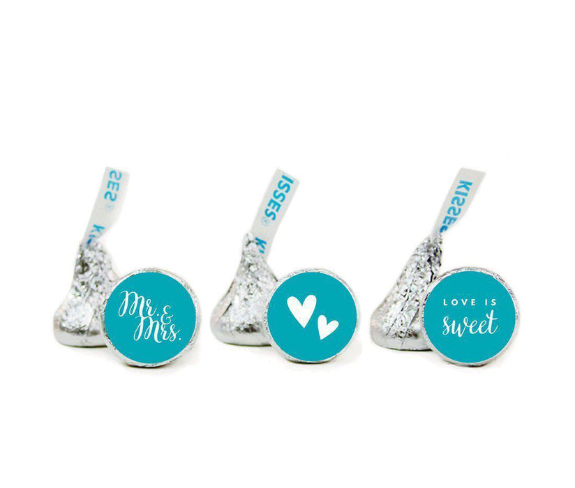 Mr. & Mrs. Hershey's Kisses Stickers-Set of 216-Andaz Press-Aqua-