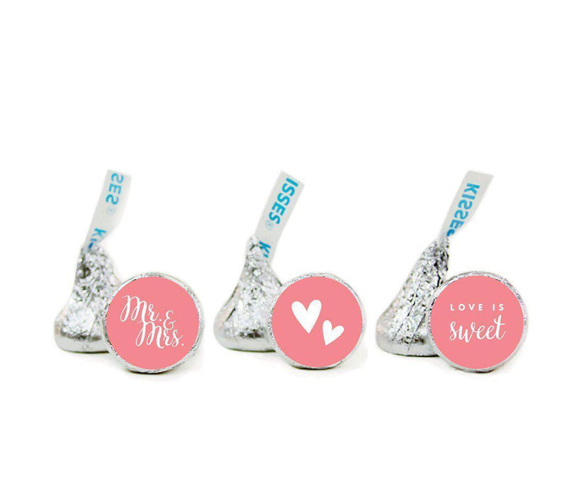 Mr. & Mrs. Hershey's Kisses Stickers-Set of 216-Andaz Press-Coral-