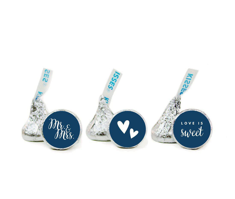 Mr. & Mrs. Hershey's Kisses Stickers-Set of 216-Andaz Press-Navy Blue-