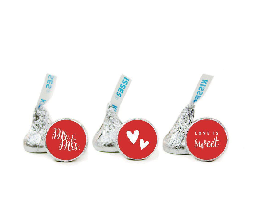 Mr. & Mrs. Hershey's Kisses Stickers-Set of 216-Andaz Press-Red-