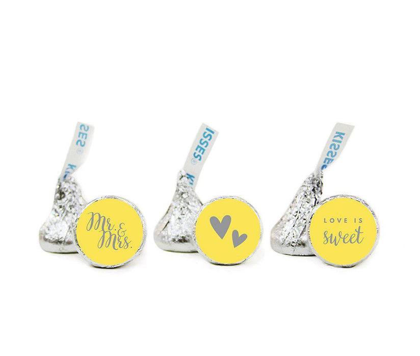 Mr. & Mrs. Hershey's Kisses Stickers-Set of 216-Andaz Press-Yellow-