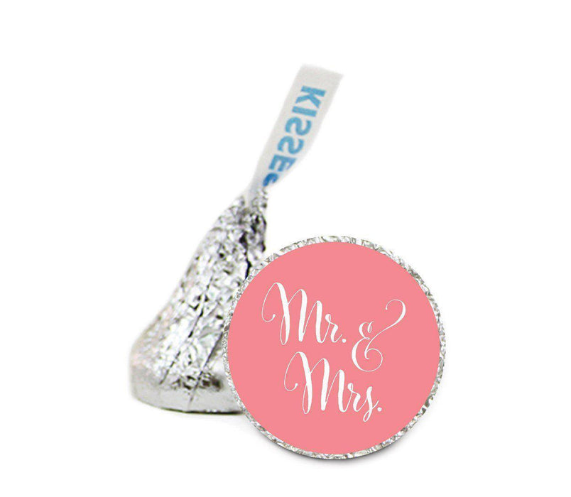 Mr. & Mrs. Wedding Hershey's Kiss Stickers-Set of 216-Andaz Press-Coral-