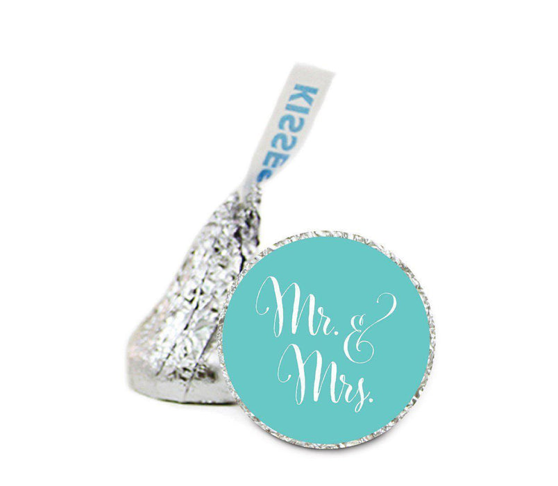 Mr. & Mrs. Wedding Hershey's Kiss Stickers-Set of 216-Andaz Press-Diamond Blue-