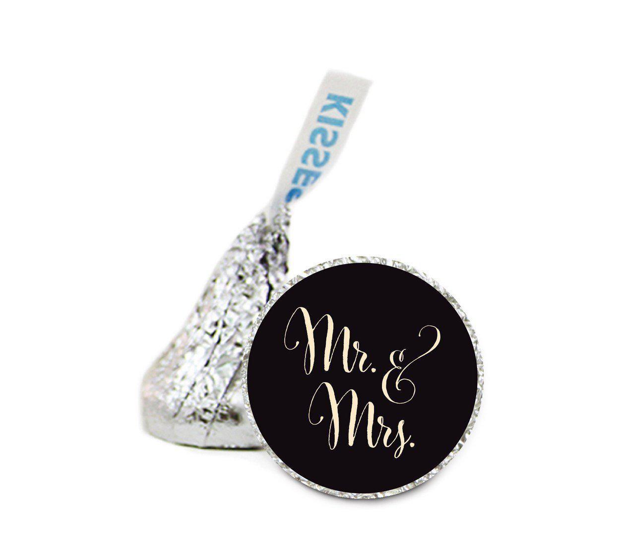 Mr. & Mrs. Wedding Hershey's Kiss Stickers-Set of 216-Andaz Press-Ivory-