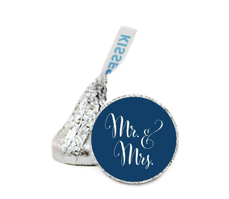 Mr. & Mrs. Wedding Hershey's Kiss Stickers-Set of 216-Andaz Press-Navy Blue-