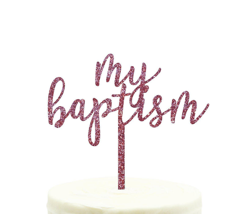My Baptism Glitter Acrylic Cake Toppers-Set of 1-Andaz Press-Pink-
