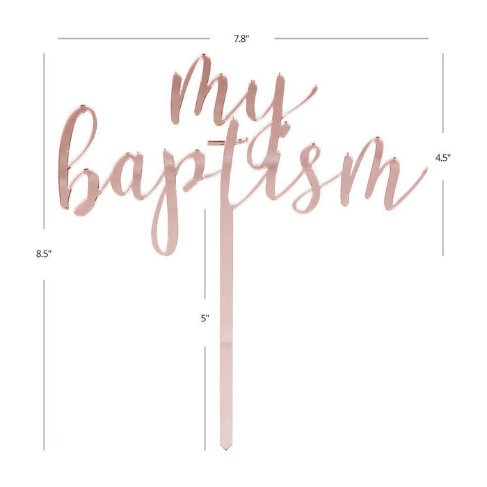 My Baptism Mirror Acrylic Cake Toppers-Set of 1-Andaz Press-Gold-