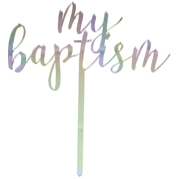 My Baptism Mirror Acrylic Cake Toppers-Set of 1-Andaz Press-Iridescent-